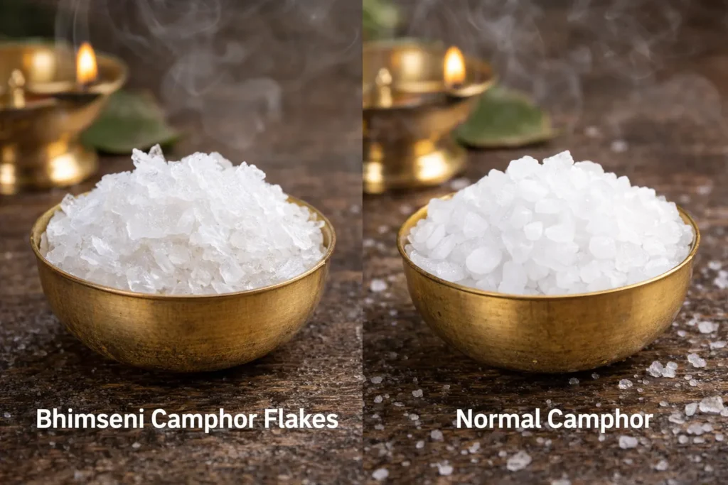 Bhimseni Camphor Flakes vs Normal Camphor Guide