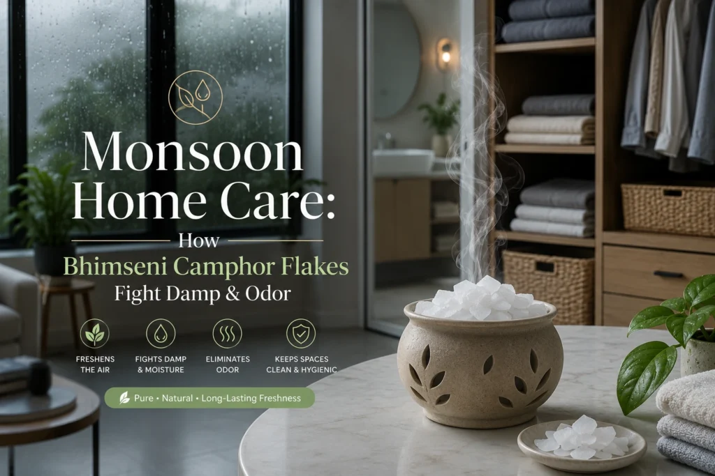 Monsoon Home Care How Bhimseni Camphor Flakes Fight Damp & Odor